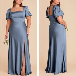 Birdy Grey Judy FrenchBlue Puff Sleeve Satin Bridesmaid Dress WeddingGuest sz XL
